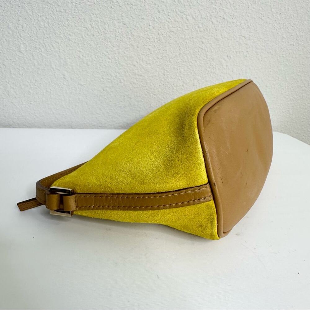 GUCCI Vintage Yellow Suede Shoulder Small Boat Bag Made in Italy Rare 90s Style - Picture 5 of 10